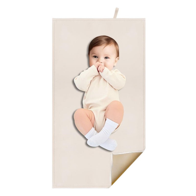 BEWDIO Beige Diaper Changing Mat for Baby, Portable Baby Changing Pad for Travel or Home, Wipeable Mat Fits Perfectly in Diaper Bag (67-01) - Image 1